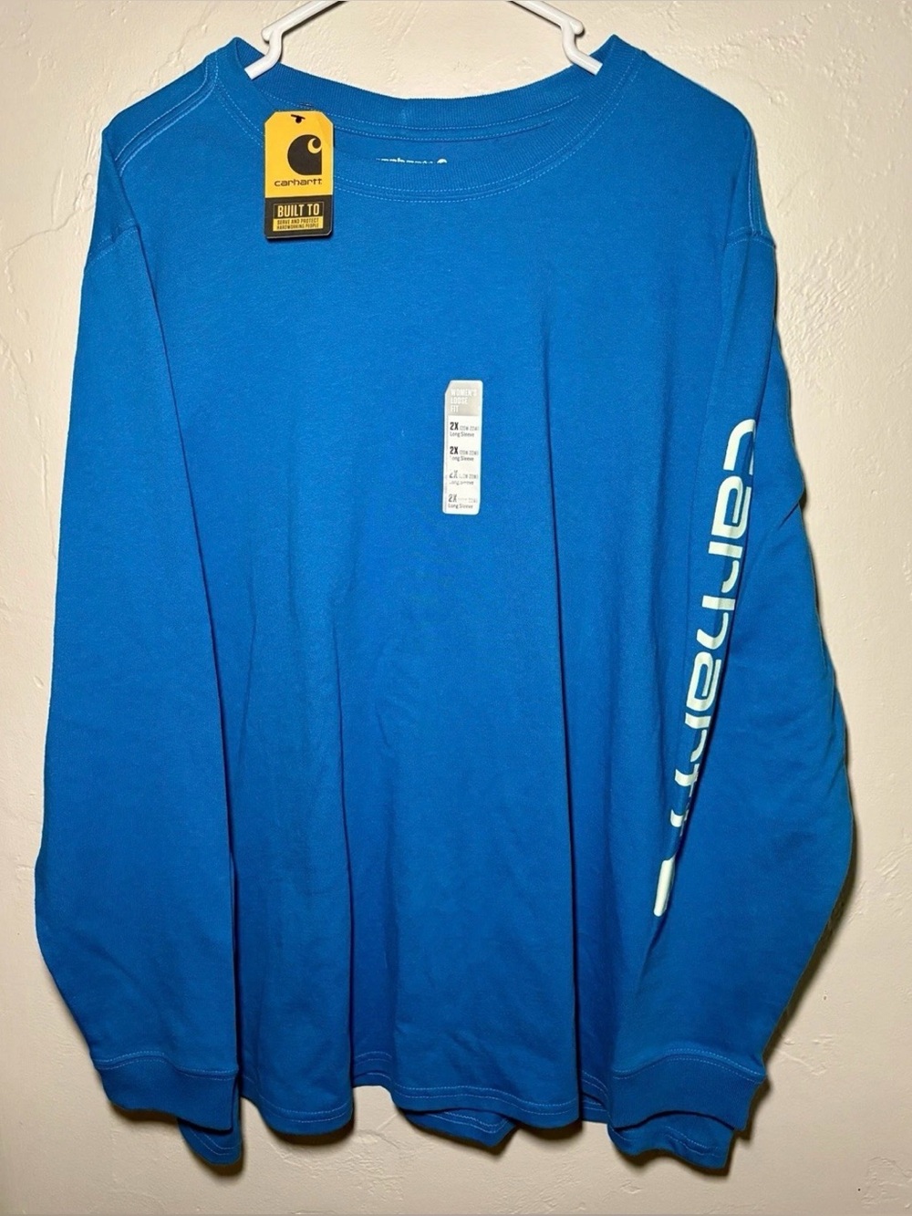 NWT Carhartt Womens Loose Fit Heavyweight Long Sleeve TShirt Marine Blue 2X